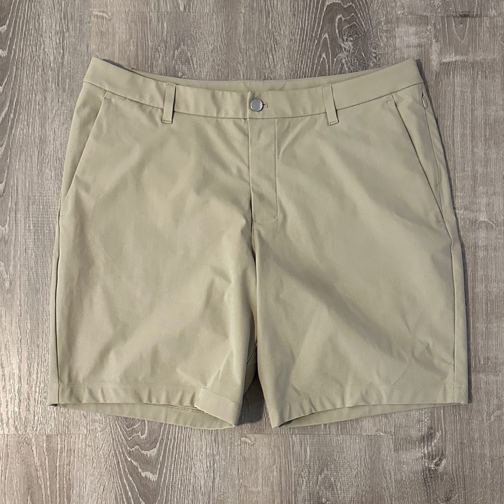 lululemon athletica Men's Flat Front Shorts in Light Khaki